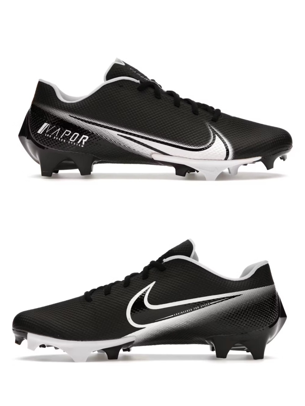Nike Vapor 360 Speed System Football Cleats Black White Men's Size 10